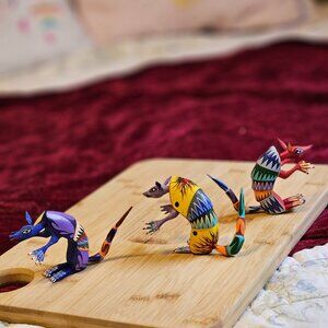 VINTAGE OAXACAN ARMADILLO CARVINGS 1970 3 Pieces